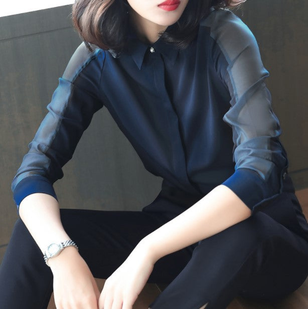 Korean Style Long Sleeve Chiffon Blouse