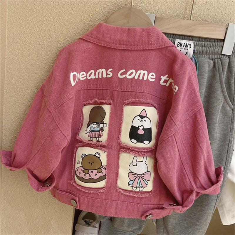 Girls Cartoon Denim Jacket