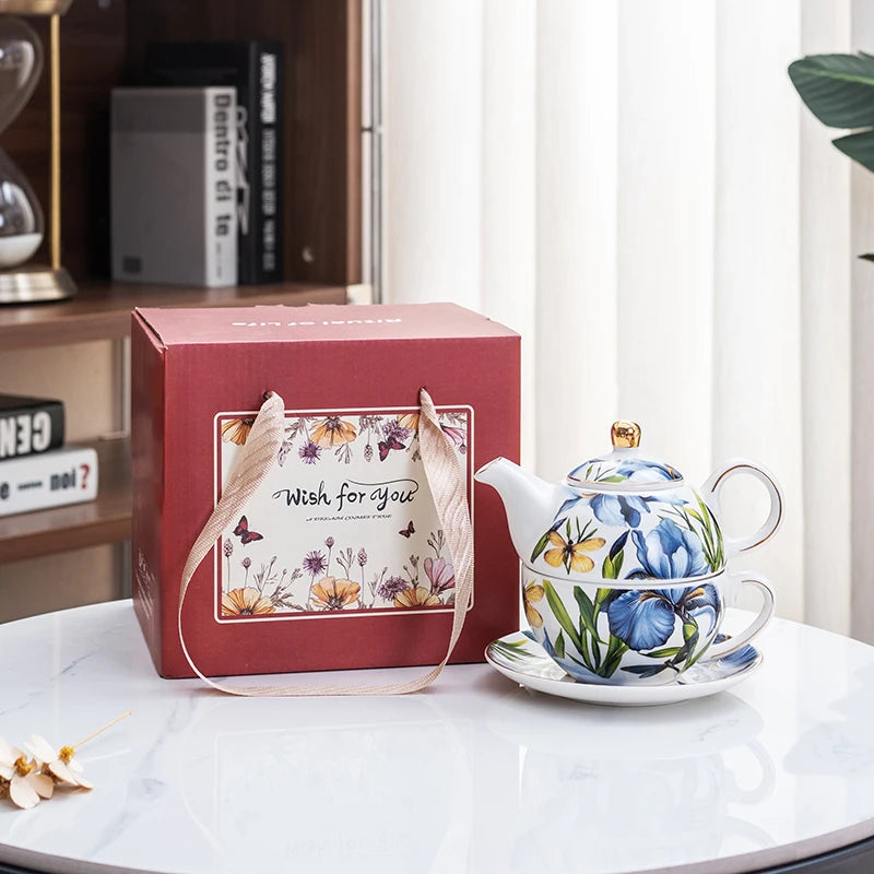 Luxury Mother Child Teapot Set, Bone China Floral Design, Complete Tea Cup & Saucer Set,Afternoon Tea Set，Premium Homeware Gift