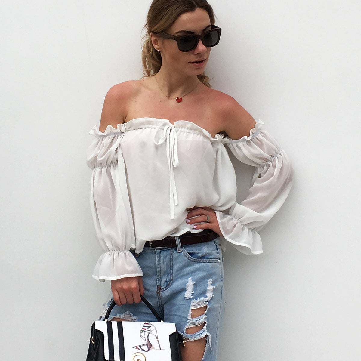 Shoulder Ruffle Blouse