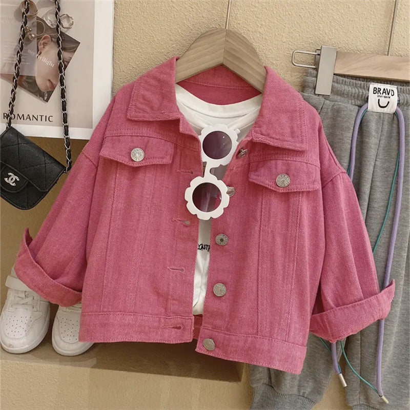 Girls Cartoon Denim Jacket