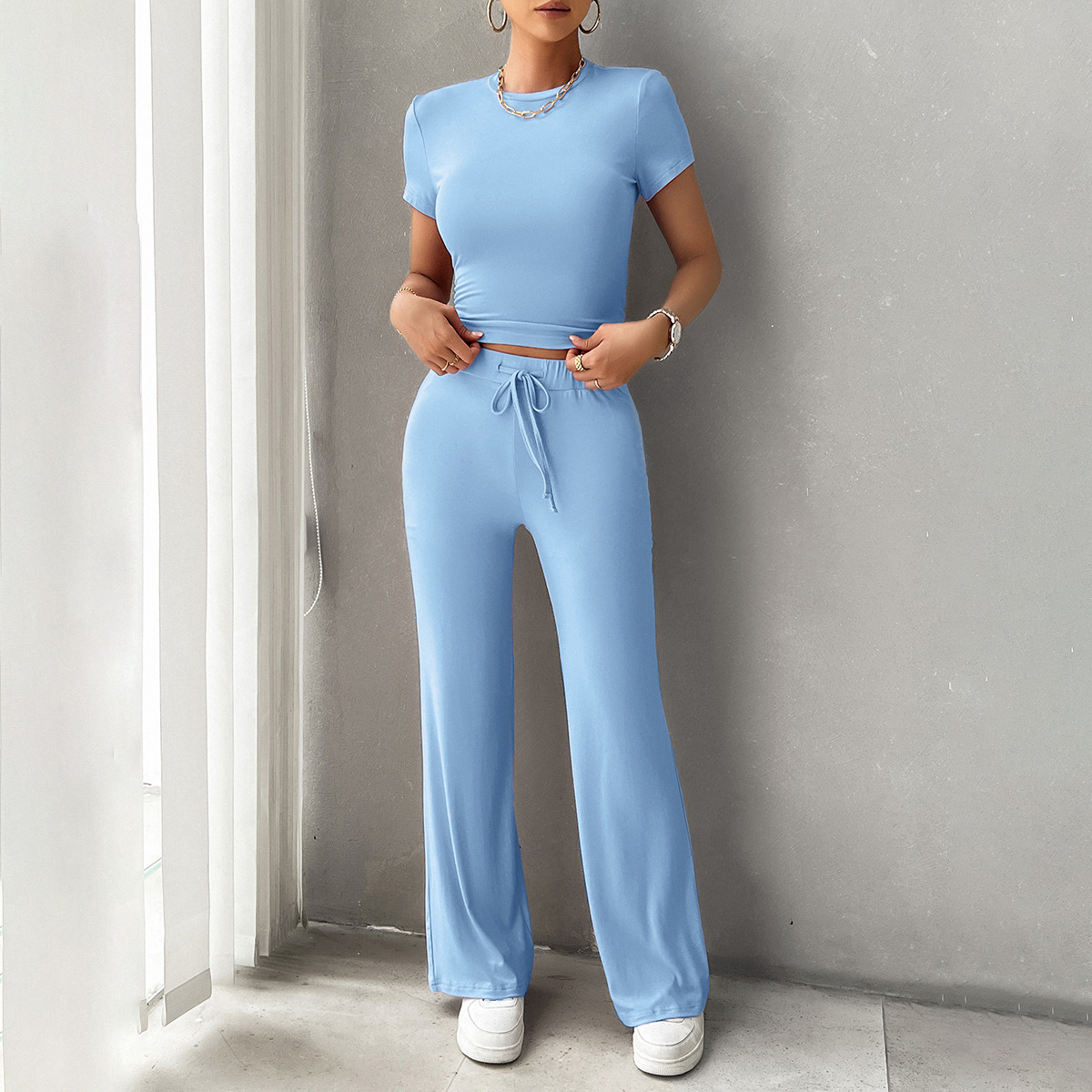 Casual Urban Round Neck Set