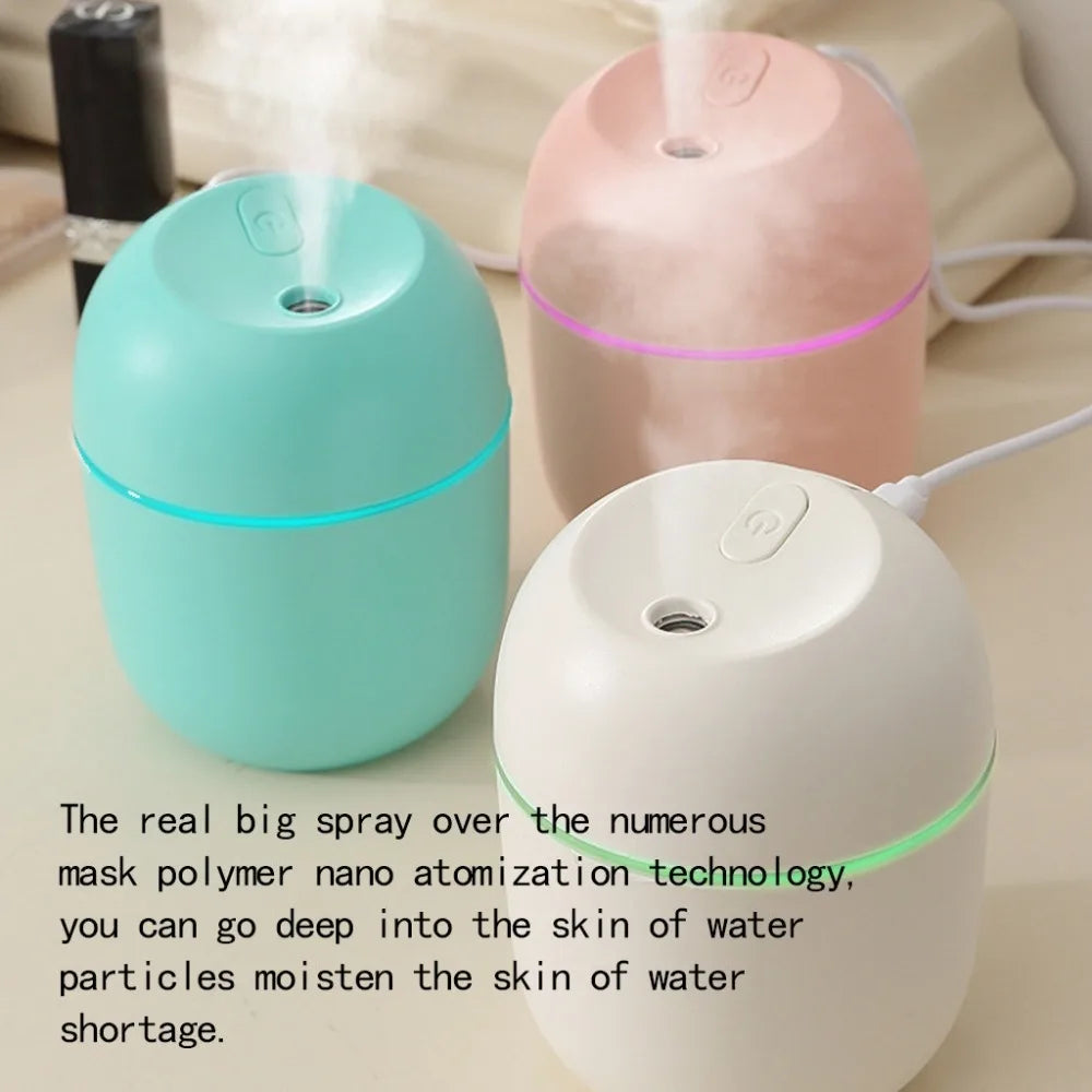 USB Mini Humidifier with LED Light Essential Oil Diffuser Car Air Purifier Aroma Mist Maker 220ML
