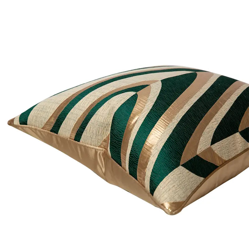 Emerald Green Golden Throw Pillow Cover for Home Decor