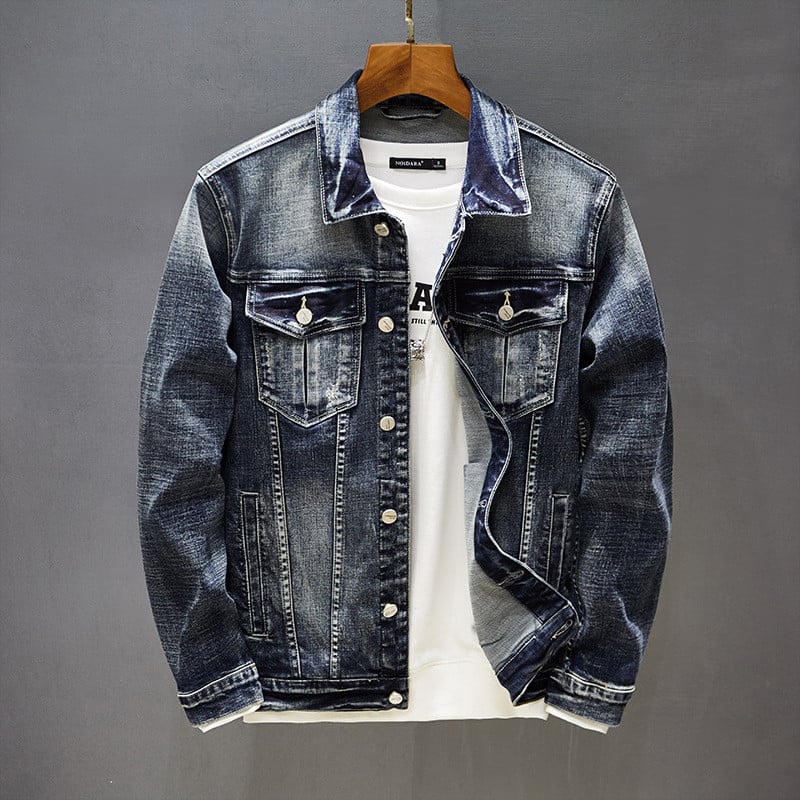 Men Casual Long-Sleeved Denim Jacket
