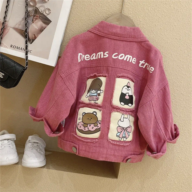 Girls Cartoon Denim Jacket