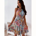 Floral Backless Dress with Pleated Skirt
