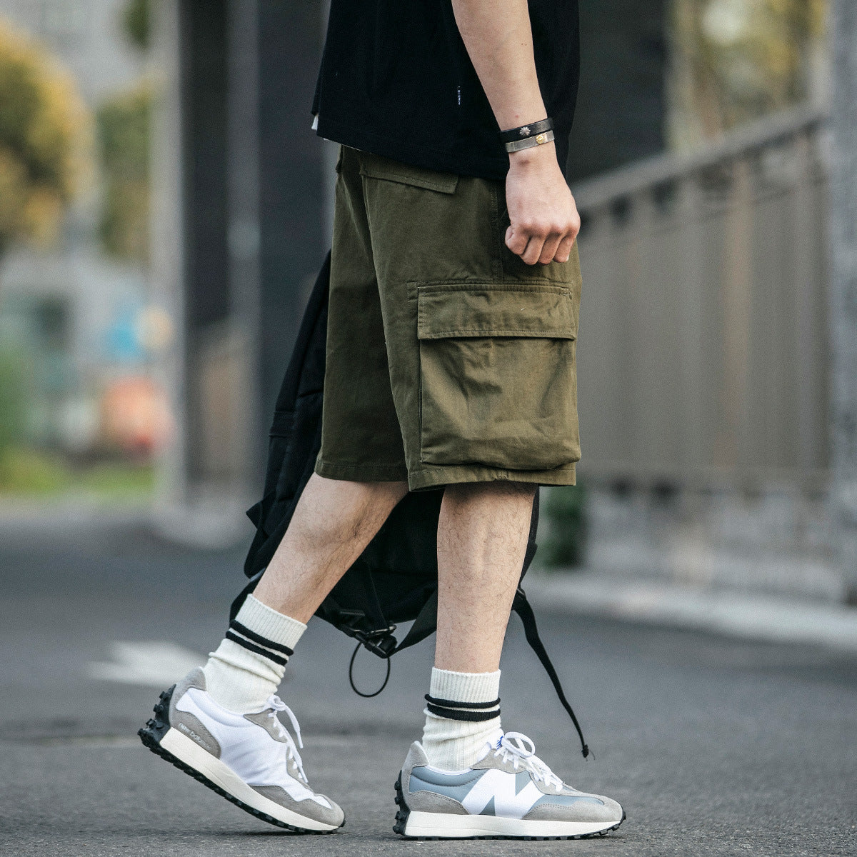 Men Khaki Army Green Work Shorts