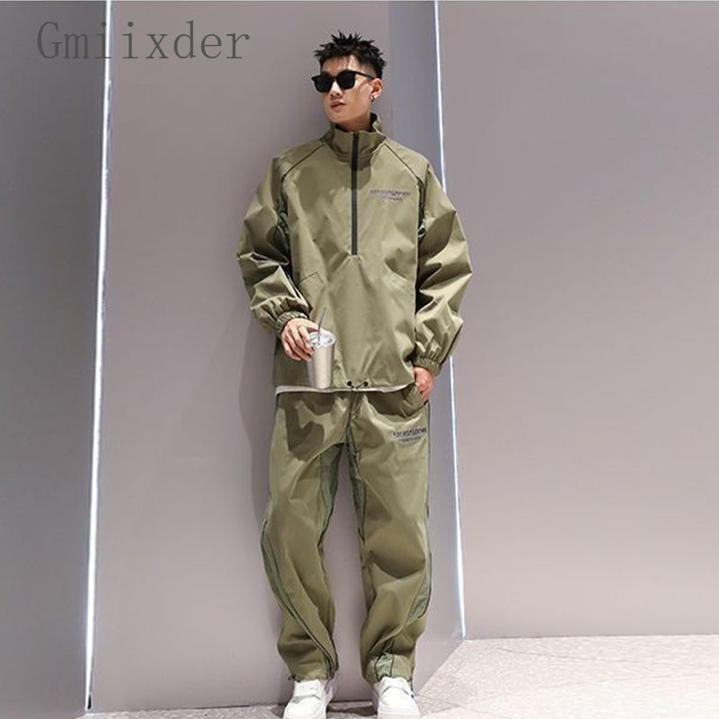 Men Trendy Stand Collar Pullover Jacket