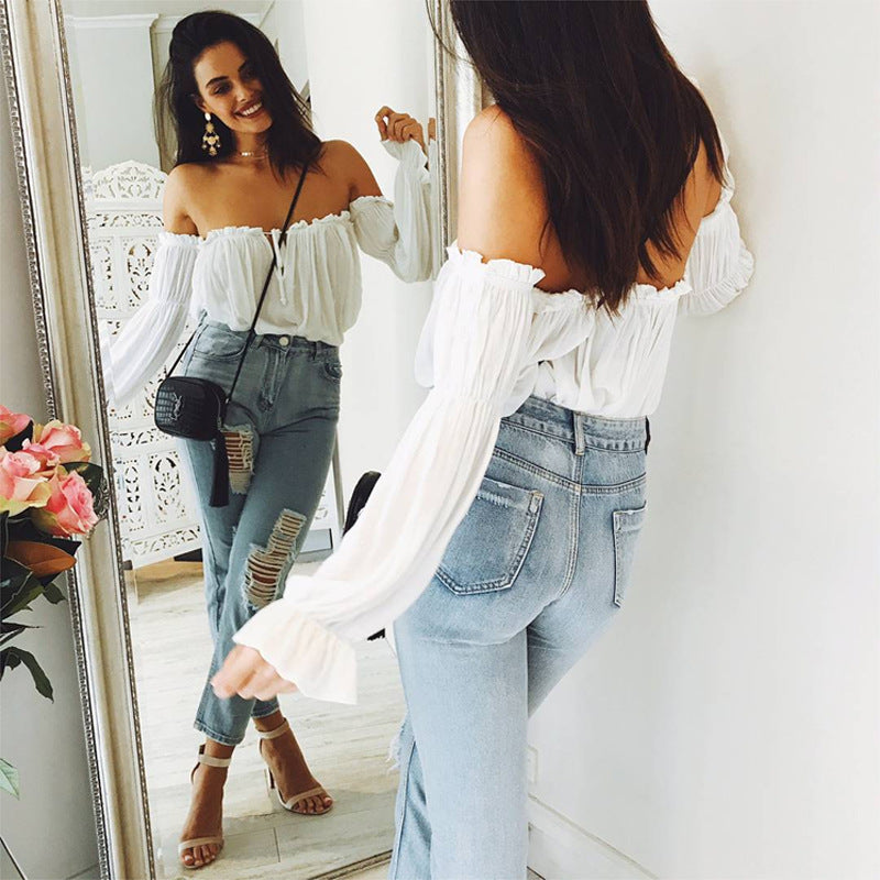 Shoulder Ruffle Blouse