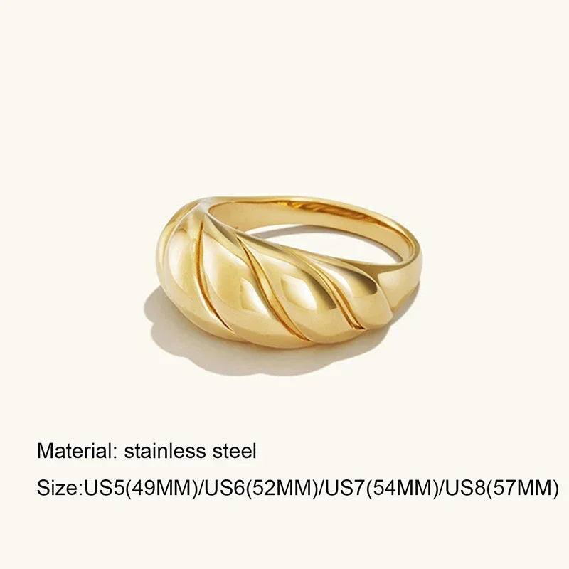 Fashiona golden croissant Stainless Steel rings for women Geometric minimalism ring Couple Matching Jewlery Gifts Do not fade