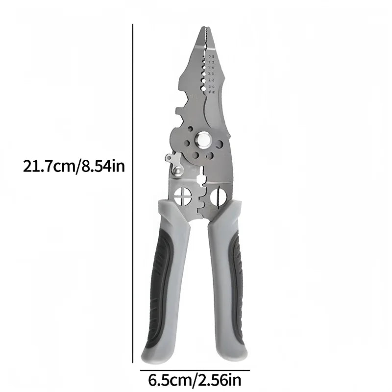 8.5 Inch Multi Functional Industrial Wire Stripper Cutter Crimper Heavy Duty Stainless Steel Electrical Pliers Ergonomic Grip