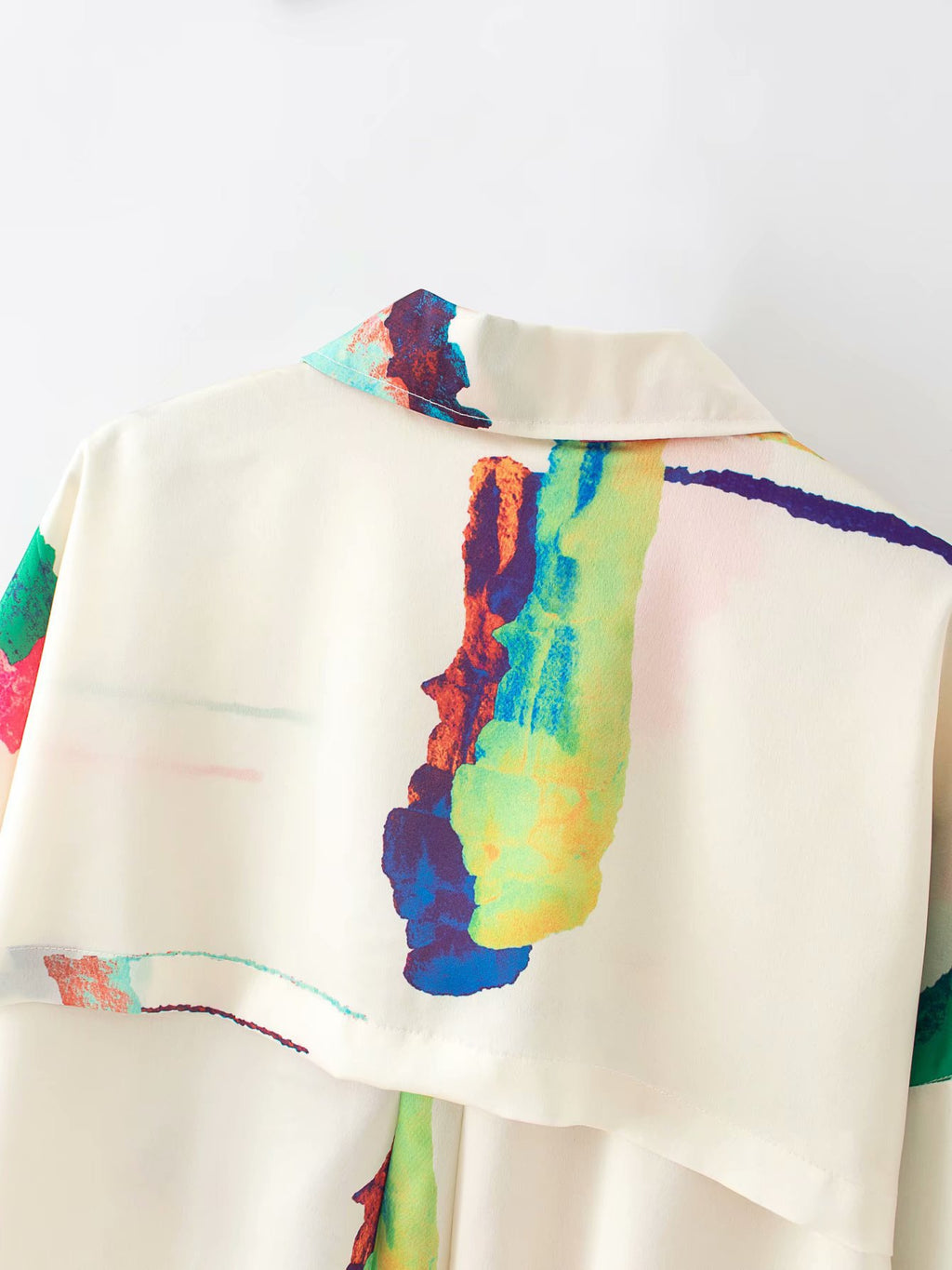 Oversized Multicolor Cream Blouse Shirt
