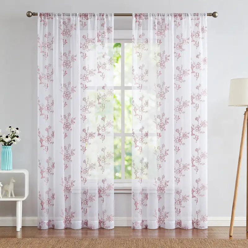 2 pcs Terrilon Rebecca Embroidered Curtains for Home Decor