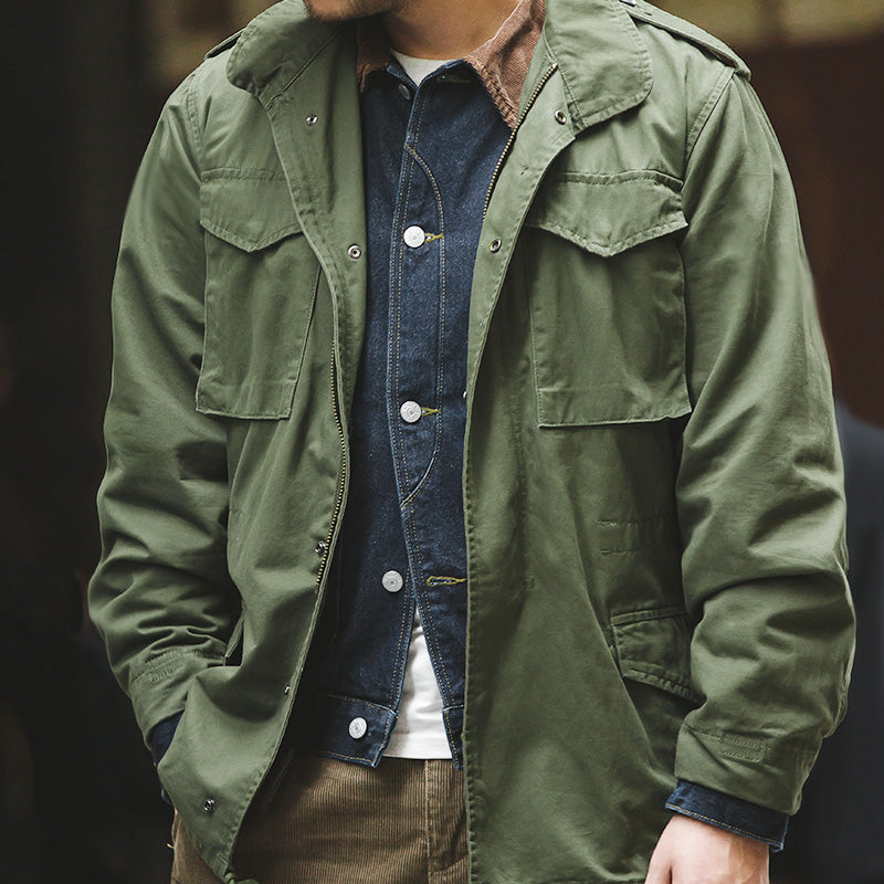 Men Oversize Army Green Denim Jacket