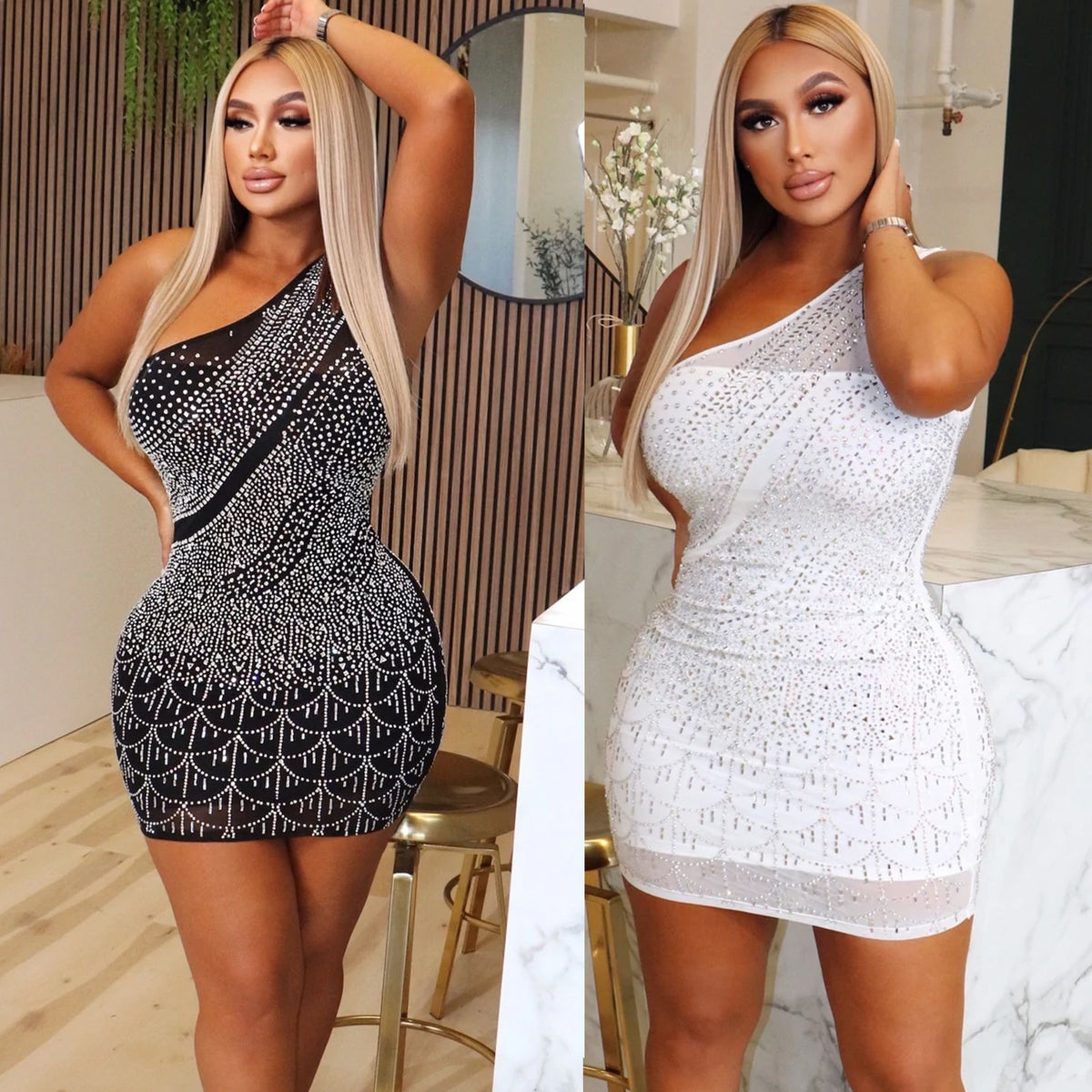 Rhinestone Mesh Dress
