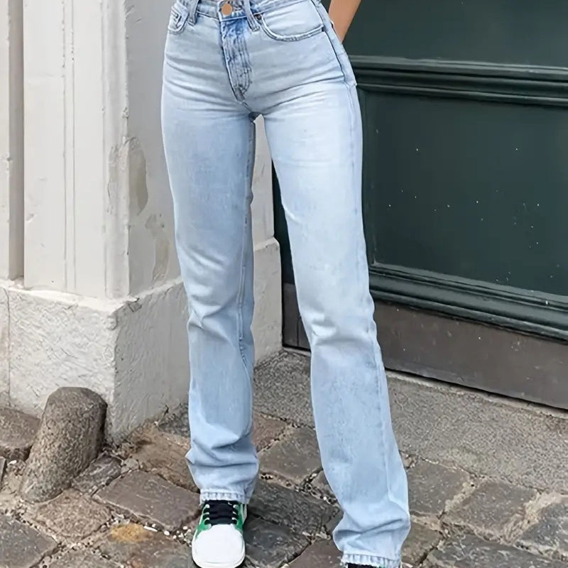 Women High Waist Slim Straight Denim Jeans