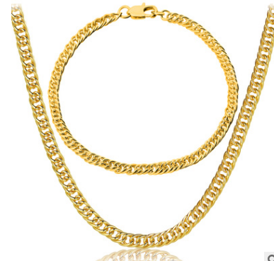 18K Gold Jewelry Set - Bracelet and Necklace