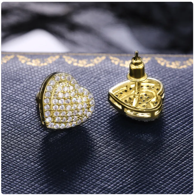 Women Zircon Heart Stud Earrings