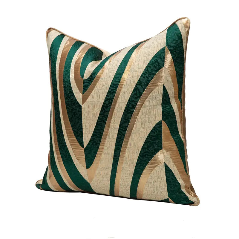 Emerald Green Golden Throw Pillow Cover for Home Decor