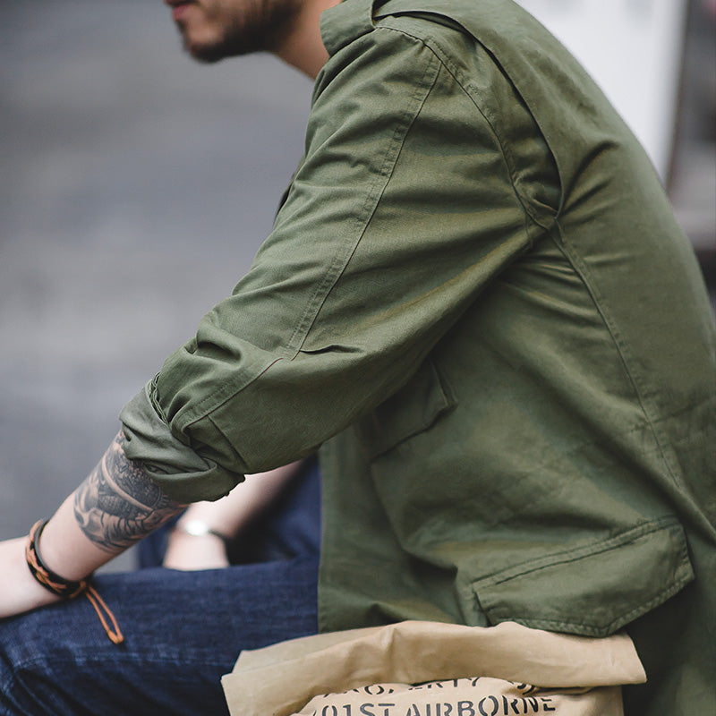 Men Oversize Army Green Denim Jacket