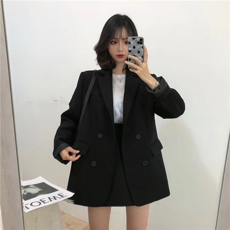 Beige Suit Skirt Set