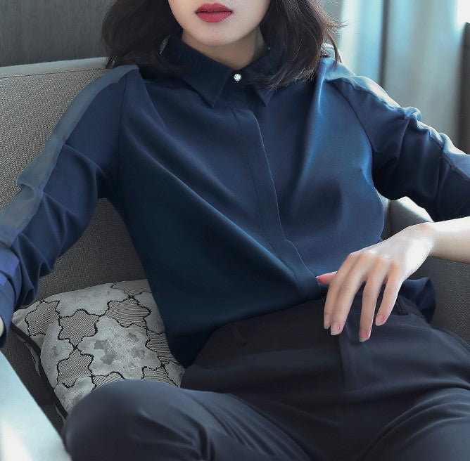 Korean Style Long Sleeve Chiffon Blouse