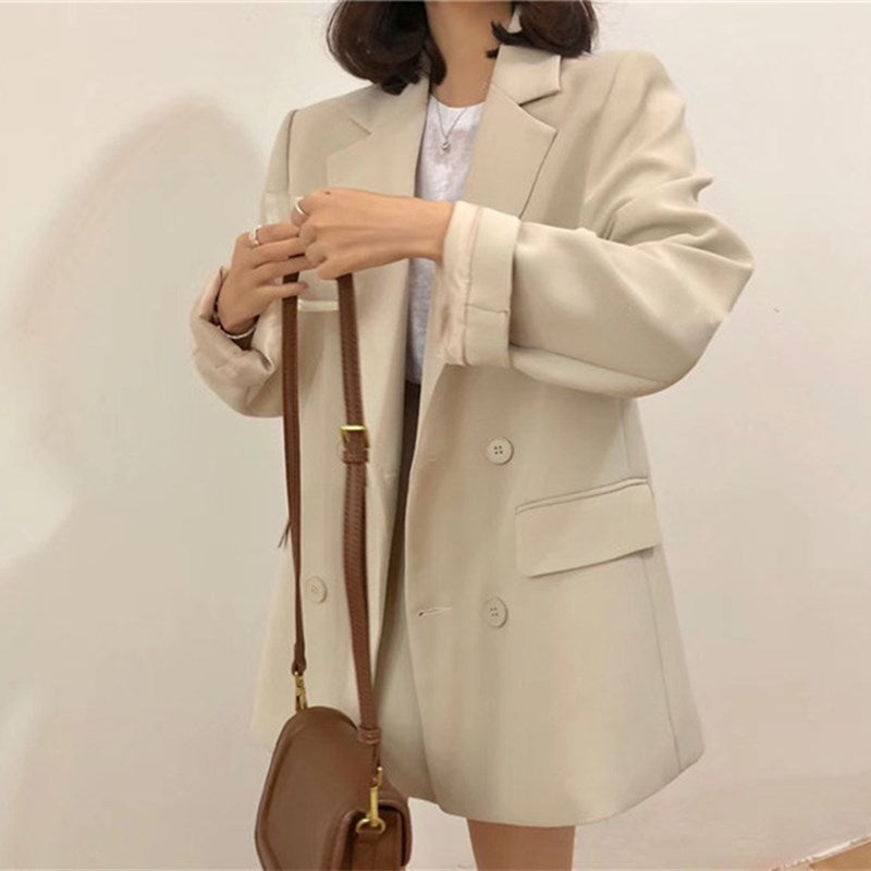 Beige Suit Skirt Set
