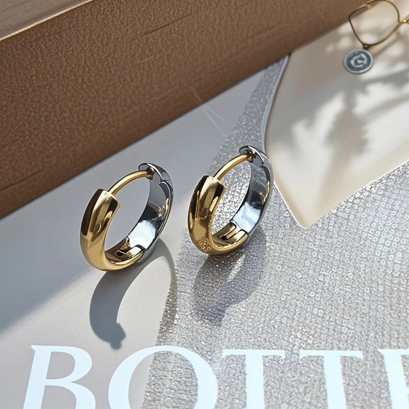 Stainless Steel Punk Round Wide Hoop Earrings for Women Fashion Chunky Gold Color Girls Jewlery Party Gift Bijoux