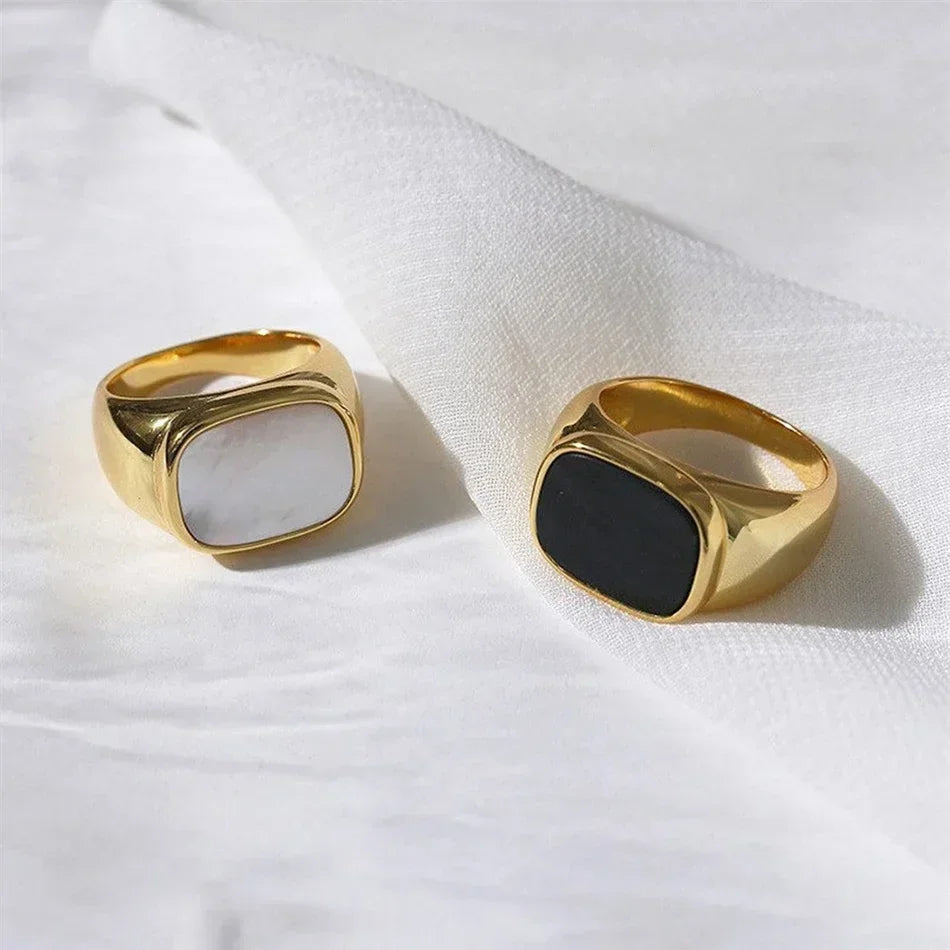 Fashiona golden croissant Stainless Steel rings for women Geometric minimalism ring Couple Matching Jewlery Gifts Do not fade
