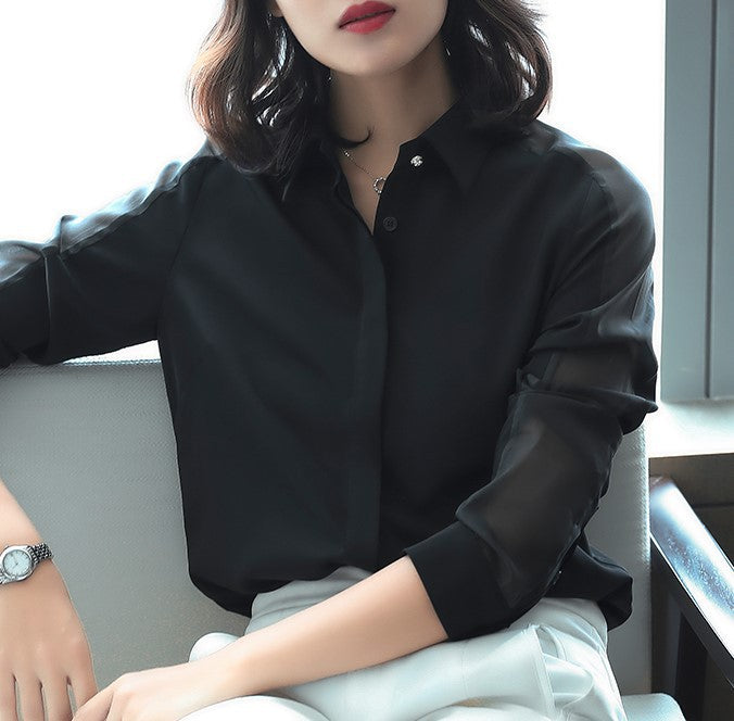 Korean Style Long Sleeve Chiffon Blouse