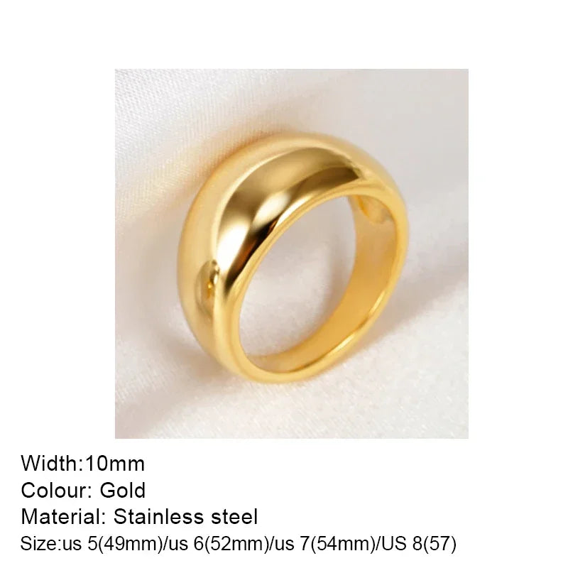 Fashiona golden croissant Stainless Steel rings for women Geometric minimalism ring Couple Matching Jewlery Gifts Do not fade