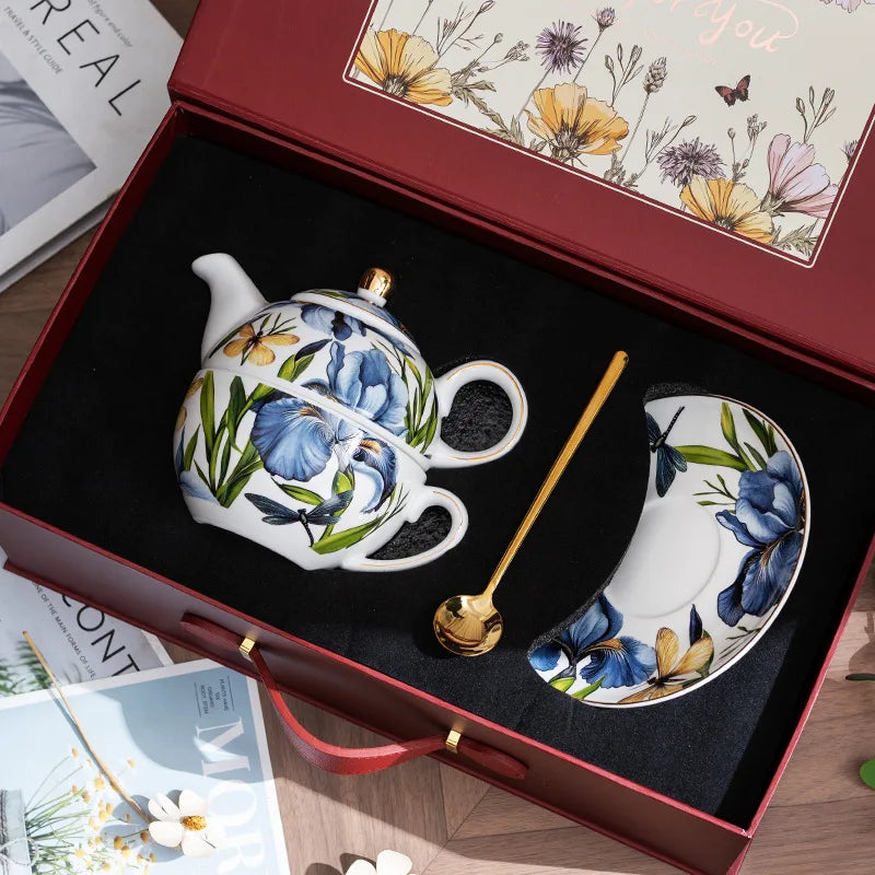 Luxury Mother Child Teapot Set, Bone China Floral Design, Complete Tea Cup & Saucer Set,Afternoon Tea Set，Premium Homeware Gift