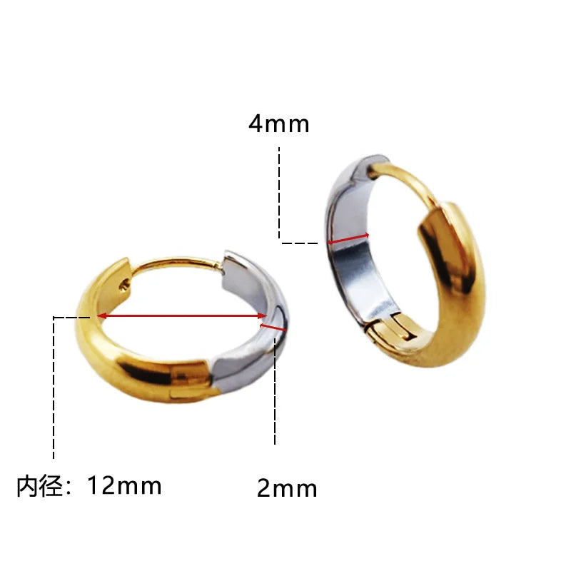Stainless Steel Punk Round Wide Hoop Earrings for Women Fashion Chunky Gold Color Girls Jewlery Party Gift Bijoux