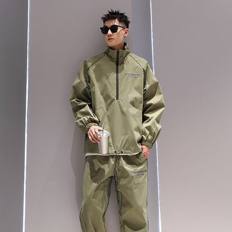 Men Trendy Stand Collar Pullover Jacket