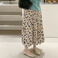 Pleated Polka Dot High Waist Elastic Skirt