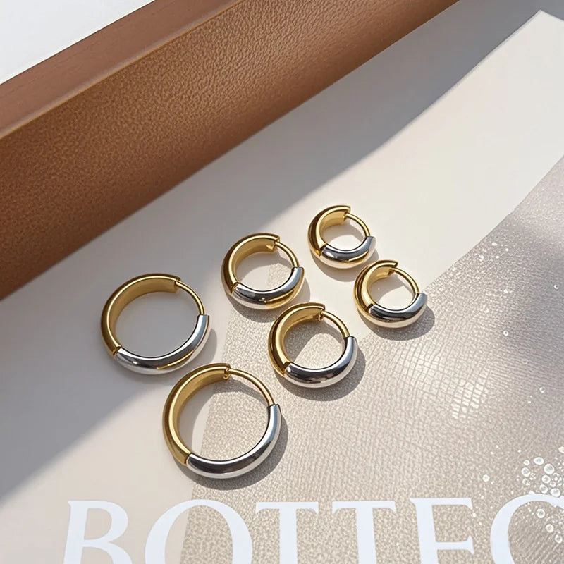 Stainless Steel Punk Round Wide Hoop Earrings for Women Fashion Chunky Gold Color Girls Jewlery Party Gift Bijoux