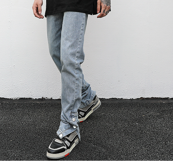 Men Ankle Snap Denim Jeans
