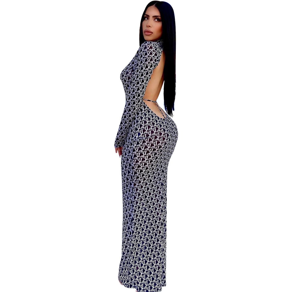 Backless Printed Dress