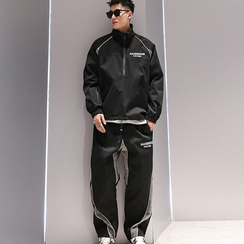 Men Trendy Stand Collar Pullover Jacket