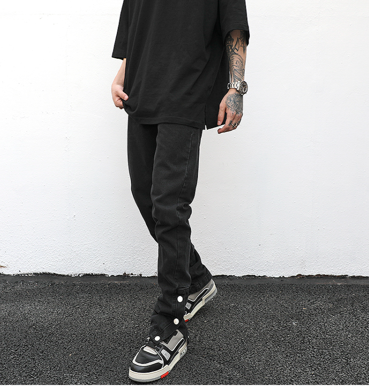 Men Ankle Snap Denim Jeans