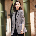 Checkered Double-Breasted Casual Blazer