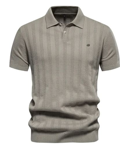 Men's Ribbed Knit Polo Shirt