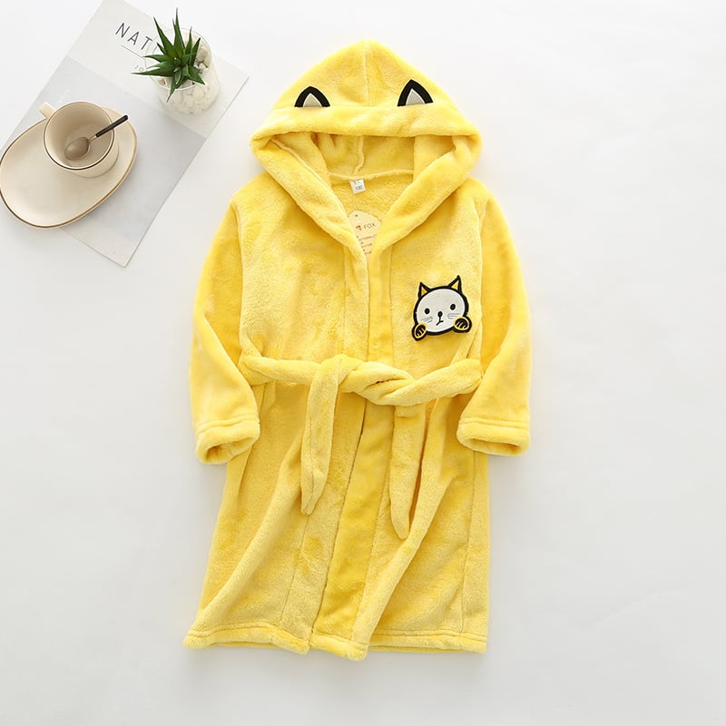 Kids Hooded Flannel Bathrobe