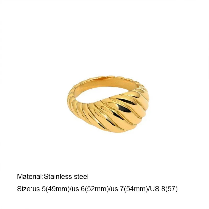Fashiona golden croissant Stainless Steel rings for women Geometric minimalism ring Couple Matching Jewlery Gifts Do not fade