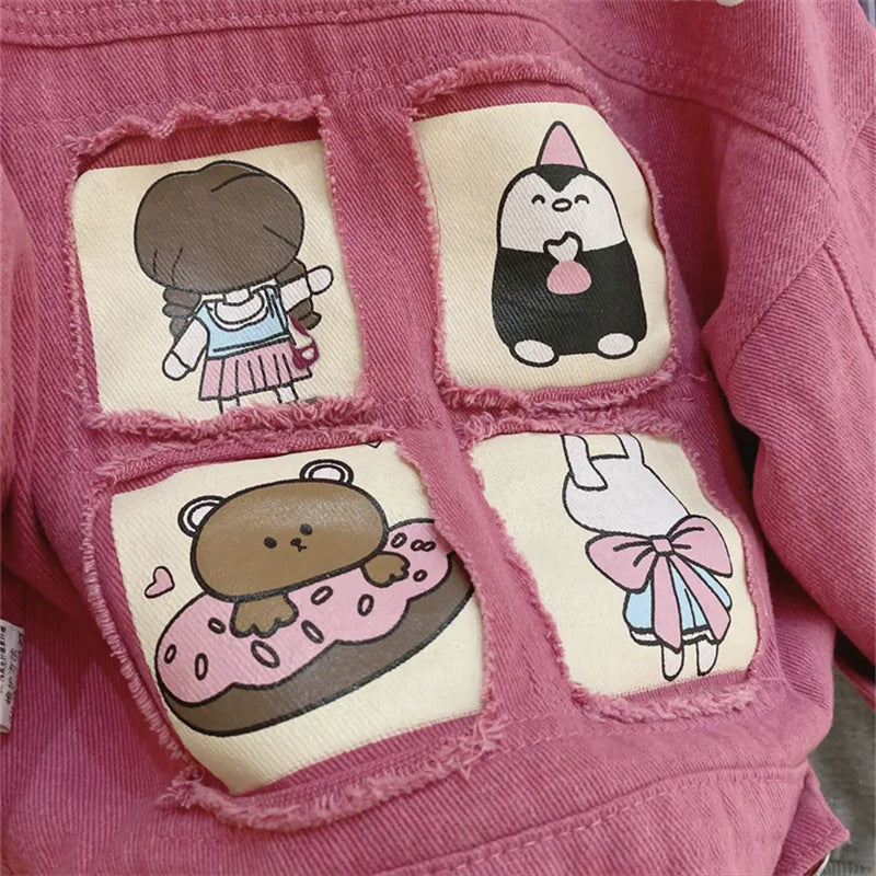 Girls Cartoon Denim Jacket