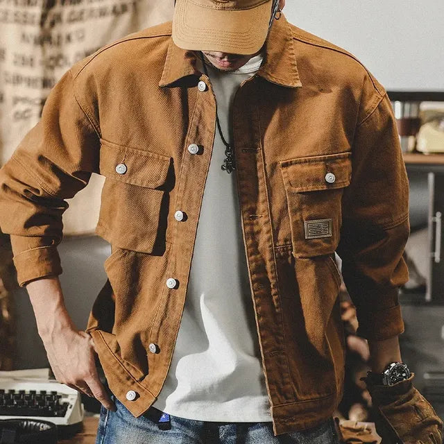 Men Trendy Brown Denim Jacket