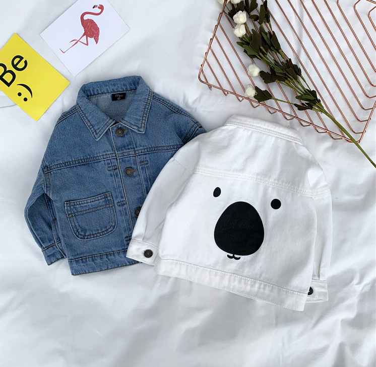 Boys Cartoon Bear Denim Jacket