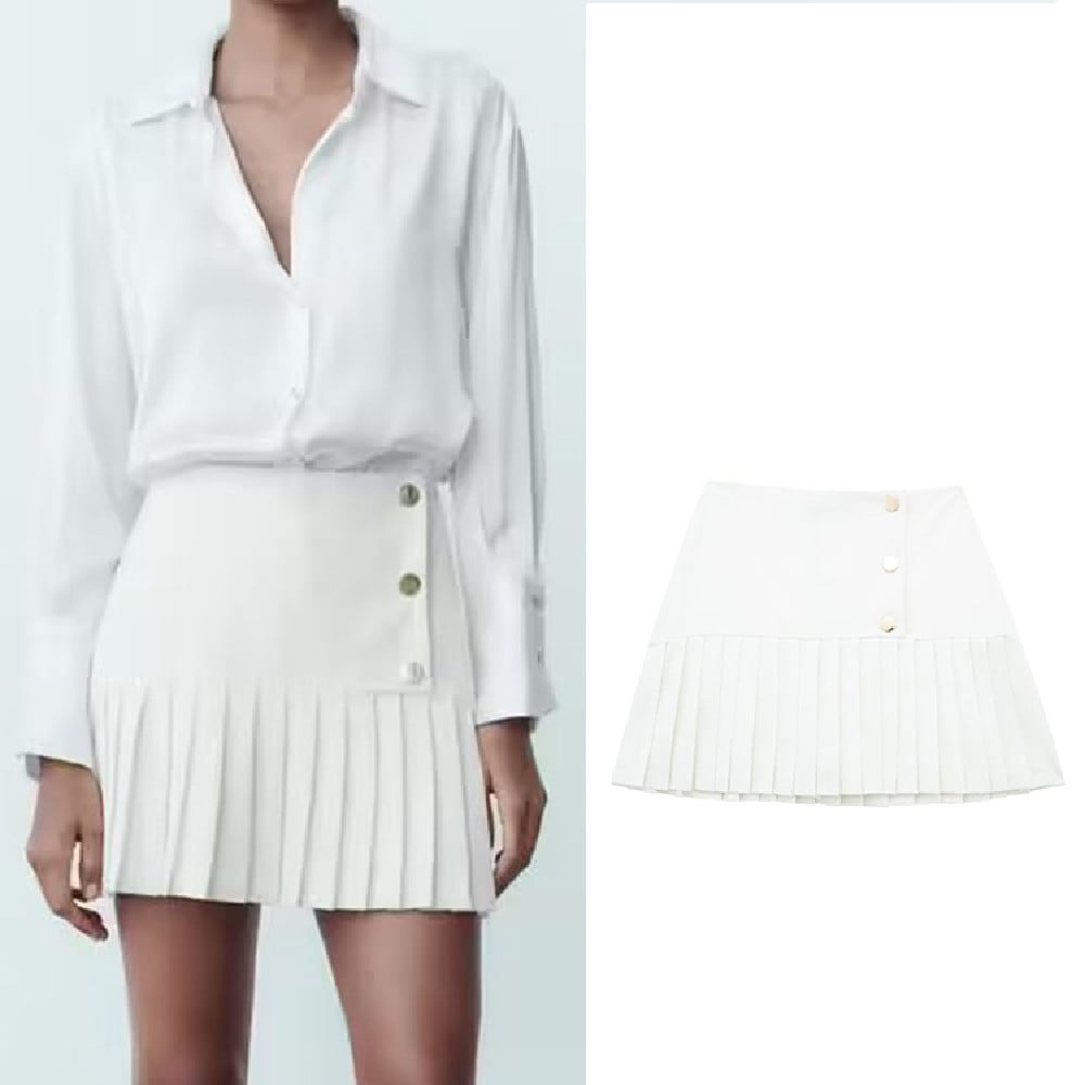 Women High Waist Pleated Miniskirt