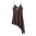 HXAO 2025 Women's Lace Asymmetric Dress Sexy Midi Slip Dress Chic Sleeveless Backless Vestido Luxury Women's Elegant Party Dress